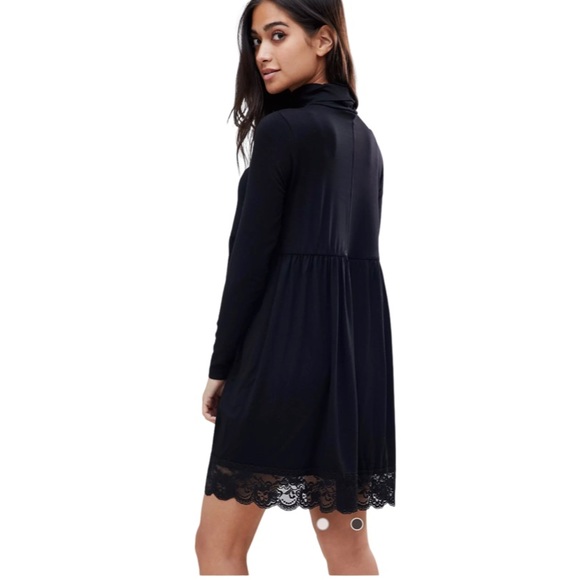 ASOS Petite Turtleneck Skater dress with Lace Hem - Picture 2 of 3